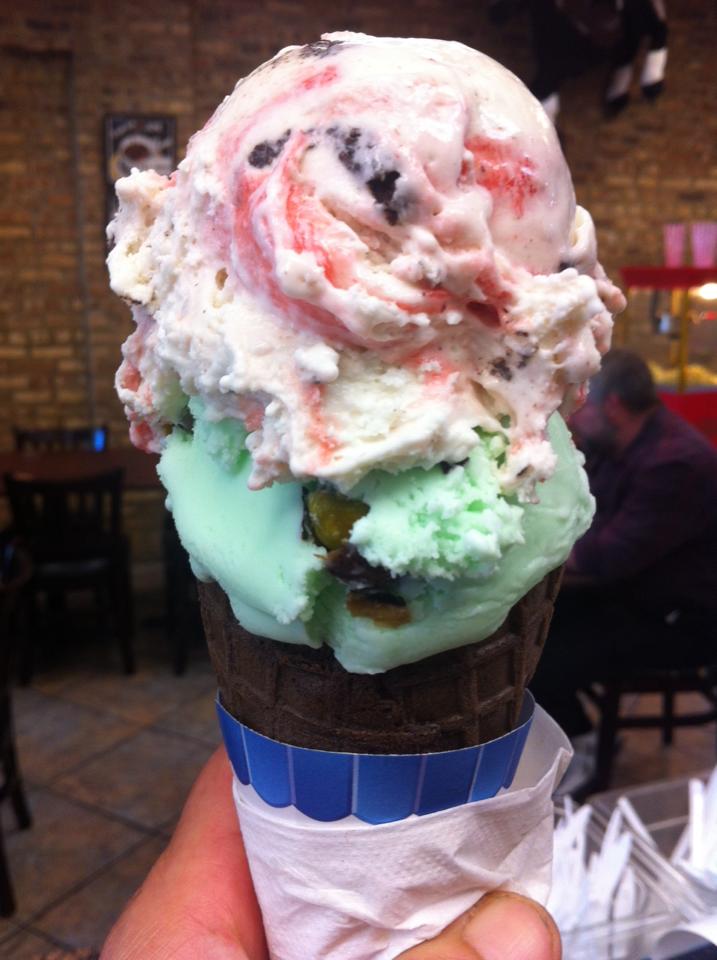 Homemade ice cream cake at Scoops